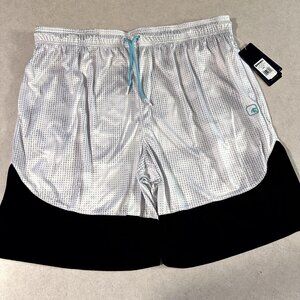 NWT AND1 Mens Basketball Shorts White Grey Black Size 2XL 10" Inseam Pockets